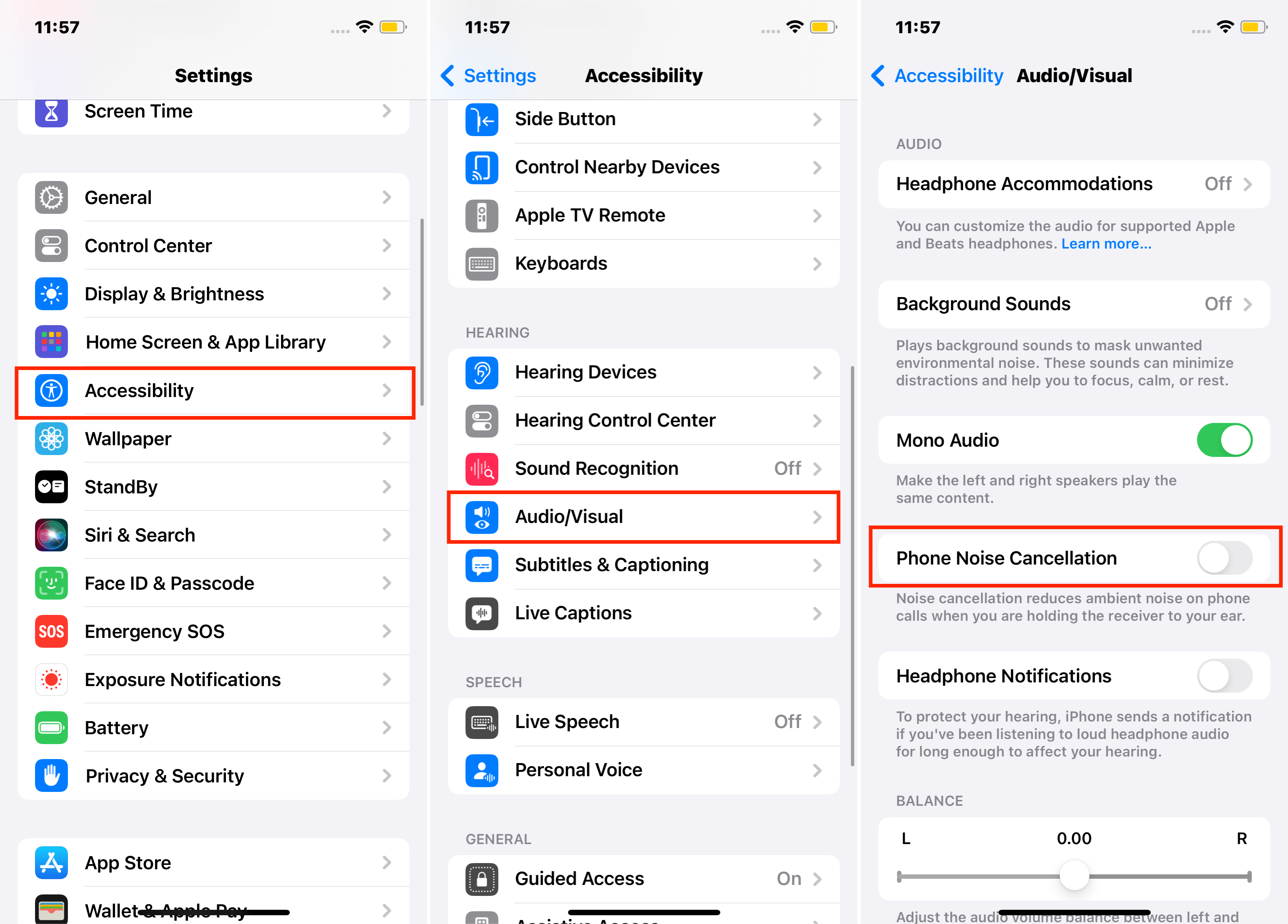Pasos para desactivar la cancelación de ruido a través de la aplicación de configuración de iPhone