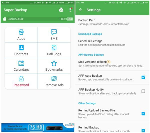 Imprima mensajes de texto de Android con súper copia de seguridad y restauración