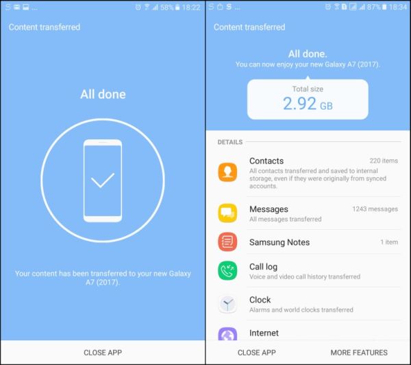 Transfiera datos de Samsung S7 a Samsung S9 con Smart Switch