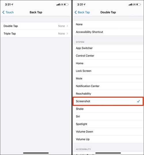 Tome una captura de pantalla con Toque trasero en iPhone