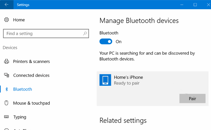 Transfiera archivos de iPhone a PC de forma inalámbrica a través de Bluetooth