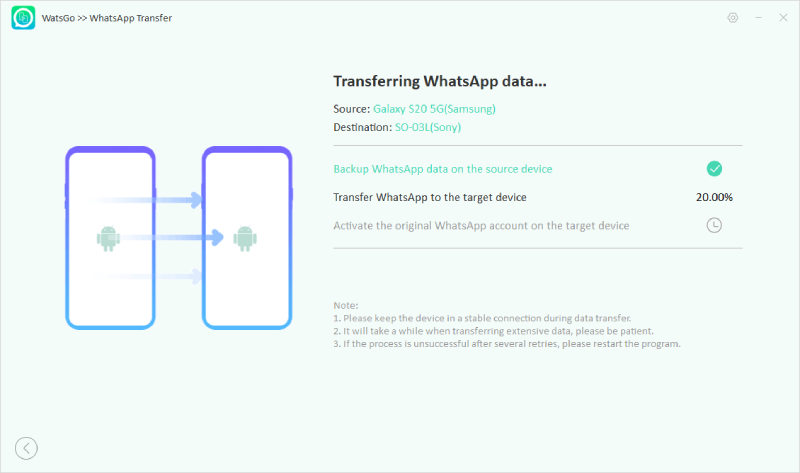 Transferencia de Watsgo de Android a Android Procedimiento