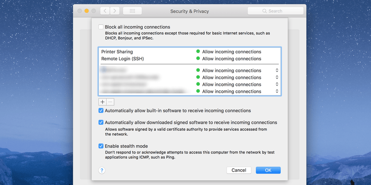 Bloque de firewall de Mac