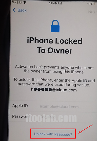 iPhone bloqueado al propietario usando contraseña