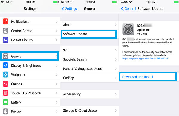 Actualizar iOS para arreglar la pantalla gris de iPhone