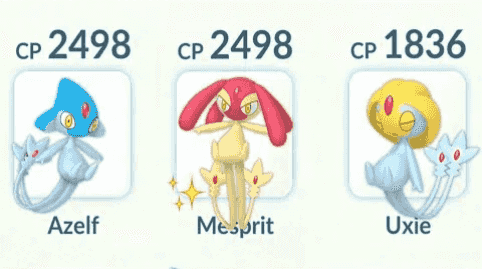 Uxie Mesprit y Azelf Pokemon Go