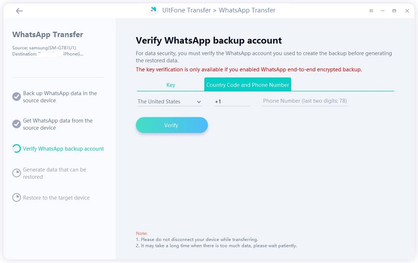 Verificar los datos de Android WhatsApp