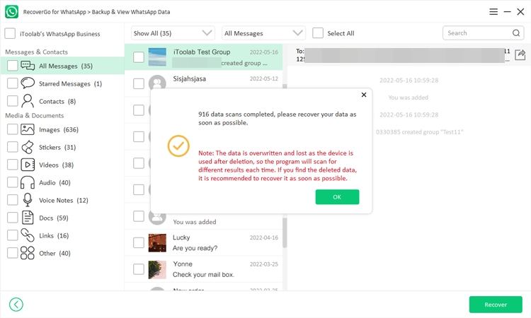 Recuperar los datos de WhatsApp