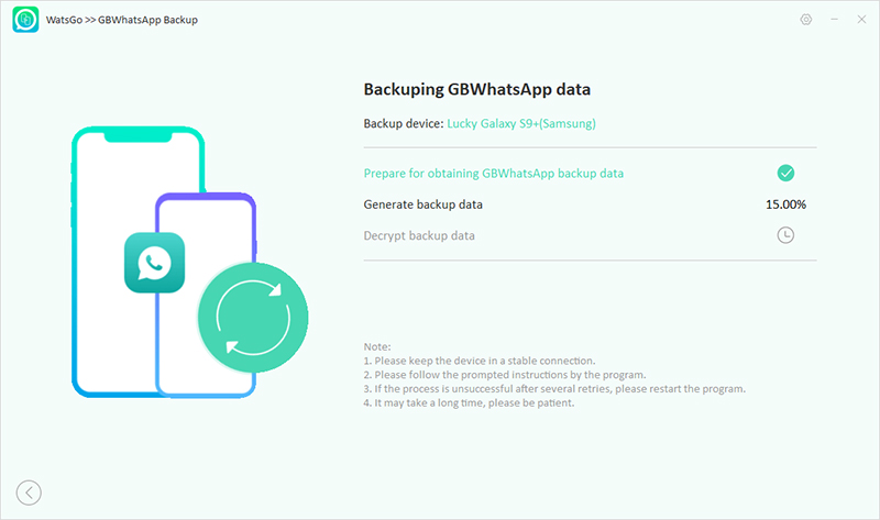 Guía de Watsgo - Prepárese para hacer una copia de seguridad de GBWHATSAPP