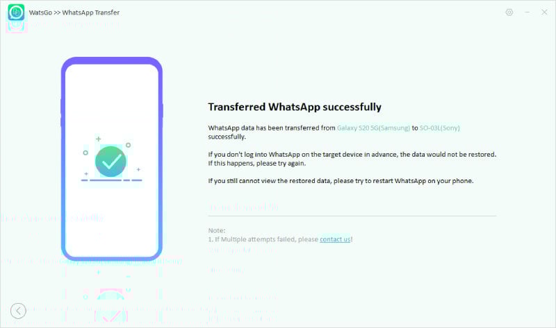 Watsgo Transfer de Android al éxito de Android