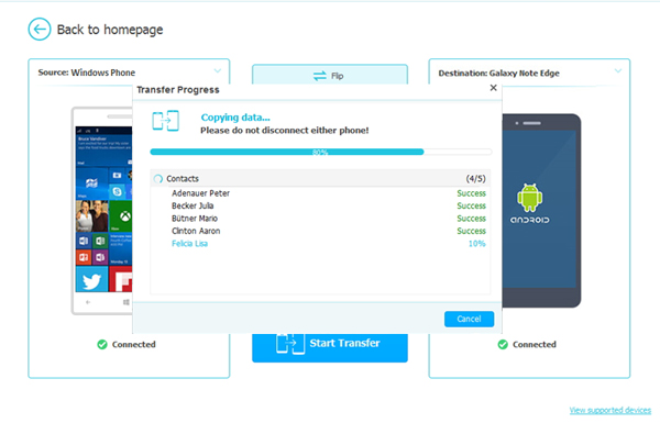 Comience a transferir contactos desde Windows Phone a Android
